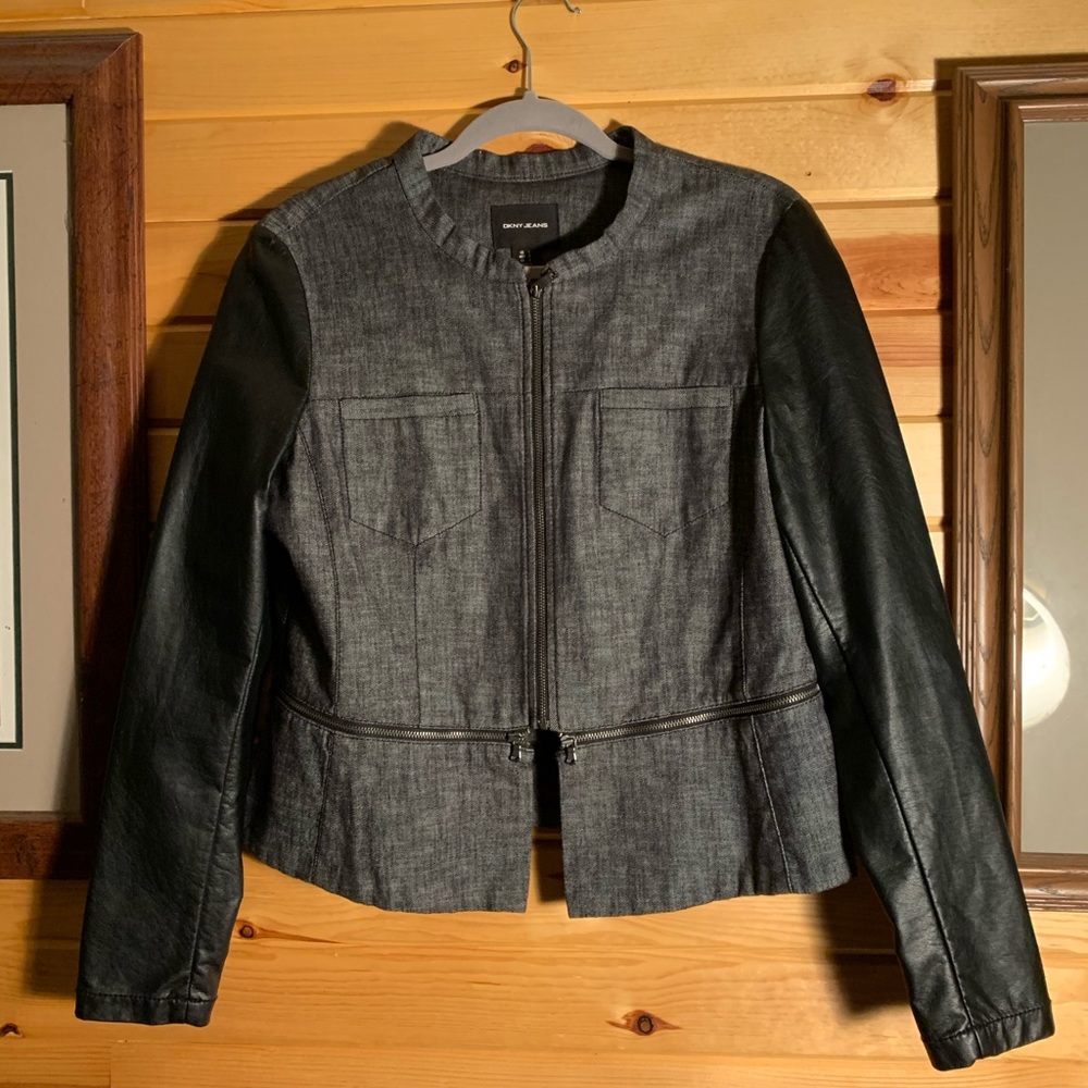 DNKY Jeans black denim jacket.